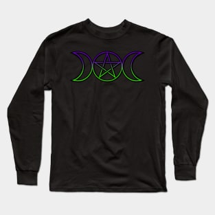 Triple Moon Goddess Purple Green Long Sleeve T-Shirt